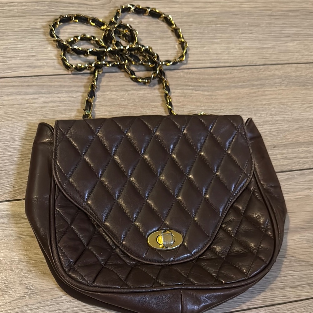 🤑Brown Quilted Leather Shoulder Bag